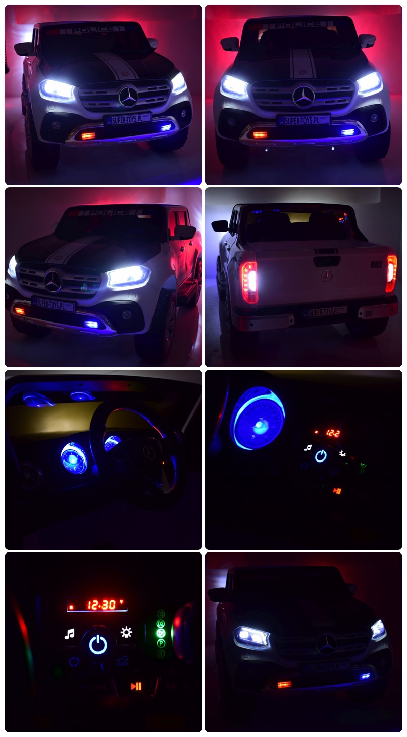 MERCEDES X LICENCJA POLICJA, 4X4 ,2x12V, MIĘKKIE KOŁA EVA, MIĘKKIE SIEDZENIE, 5 PUNKTOWE PASY /XMX606 - obrazek 2