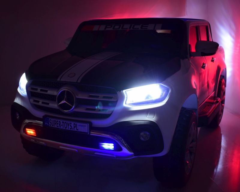 MERCEDES X LICENCJA POLICJA, 4X4 ,2x12V, MIĘKKIE KOŁA EVA, MIĘKKIE SIEDZENIE, 5 PUNKTOWE PASY /XMX606 - obrazek 4