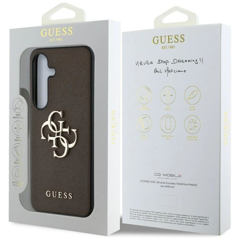 Etui Guess Grained Big 4G Logo Small Classic Logo do Samsung Galaxy S25 Plus brązowy - obrazek 8