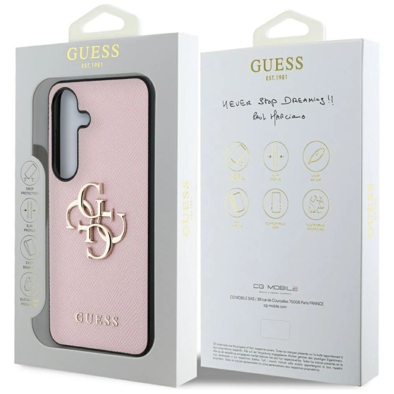 Etui Guess Grained Big 4G Logo Small Classic Logo do Samsung Galaxy S25 Plus różowy - obrazek 8