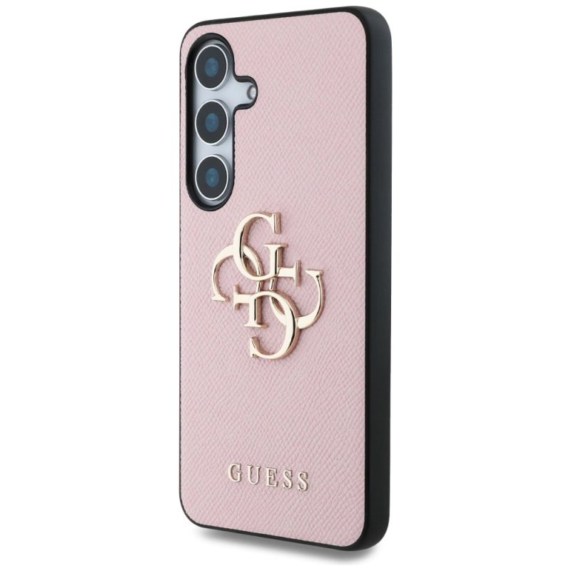 Etui Guess Grained Big 4G Logo Small Classic Logo do Samsung Galaxy S25 różowy - obrazek 2