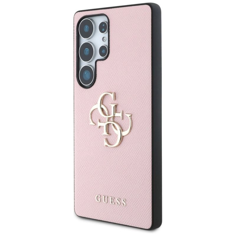 Etui Guess Grained Big 4G Logo Small Classic Logo do Samsung Galaxy S25 Ultra różowy - obrazek 2