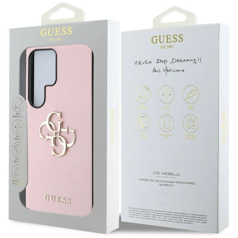 Etui Guess Grained Big 4G Logo Small Classic Logo do Samsung Galaxy S25 Ultra różowy - obrazek 8