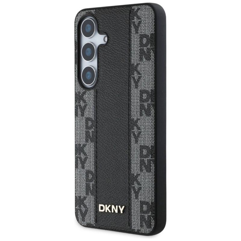 Etui DKNY Leather Checkered Pattern MagSafe do Samsung Galaxy S25 czarny - obrazek 2