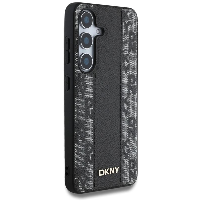 Etui DKNY Leather Checkered Pattern MagSafe do Samsung Galaxy S25 czarny - obrazek 4