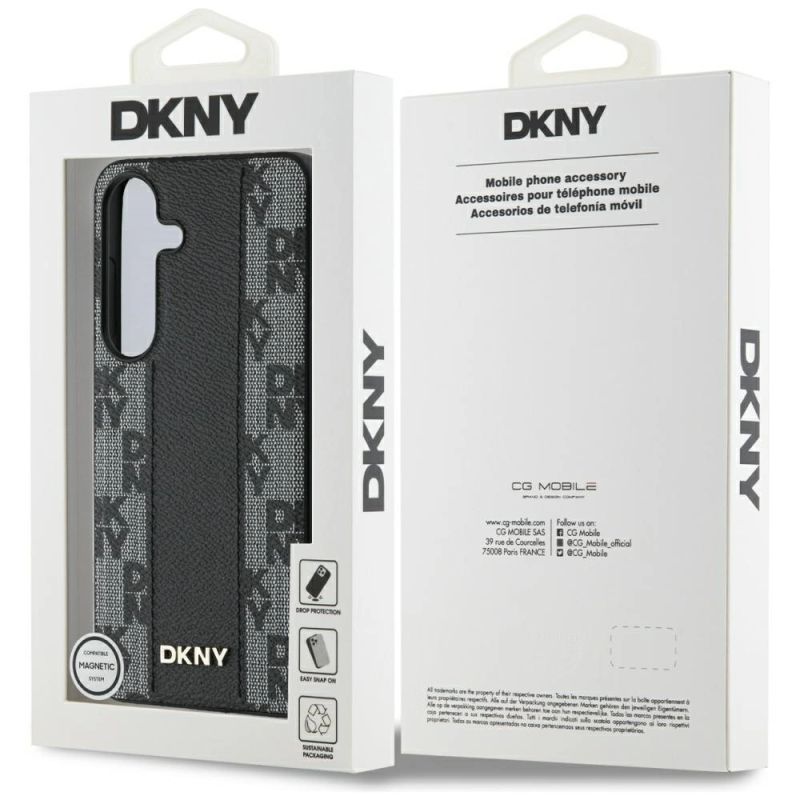 Etui DKNY Leather Checkered Pattern MagSafe do Samsung Galaxy S25 czarny - obrazek 8