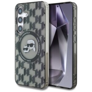 Etui Karl Lagerfeld Button Karl&Choupette Heads On KL Pattern MagSafe Samsung Galaxy S25 czarny