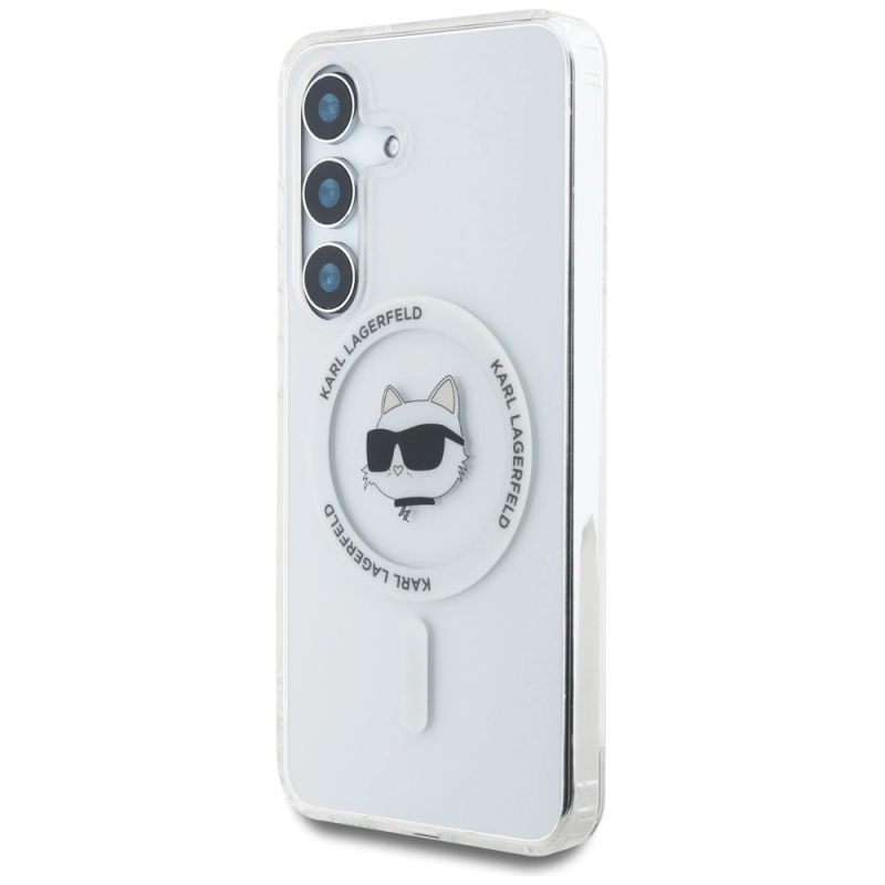 Etui Karl Lagerfeld Button Choupette Head Printed Logo MagSafe Samsung Galaxy S25 biały - obrazek 2