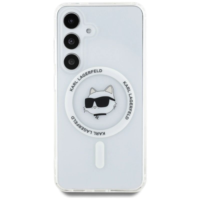 Etui Karl Lagerfeld Button Choupette Head Printed Logo MagSafe Samsung Galaxy S25 biały - obrazek 3