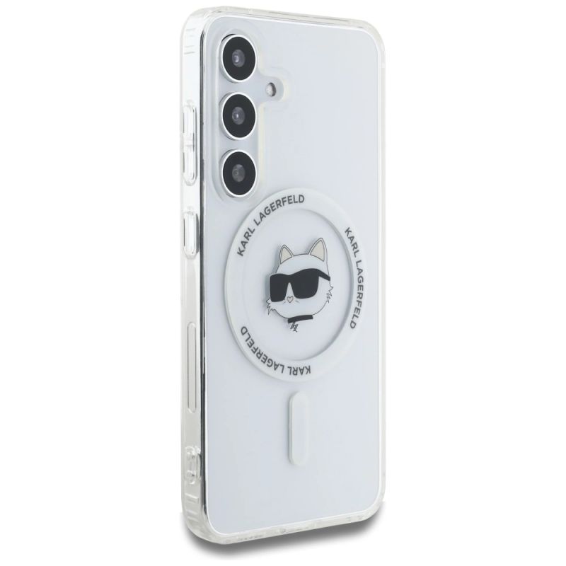 Etui Karl Lagerfeld Button Choupette Head Printed Logo MagSafe Samsung Galaxy S25 biały - obrazek 4