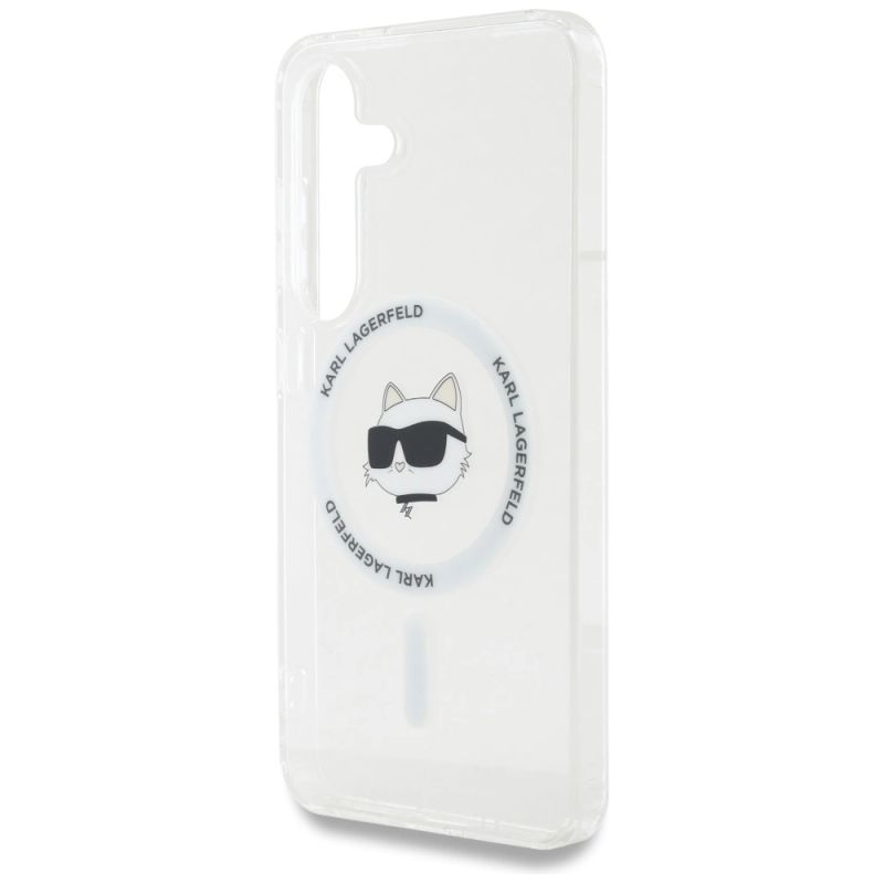 Etui Karl Lagerfeld Button Choupette Head Printed Logo MagSafe Samsung Galaxy S25 biały - obrazek 6