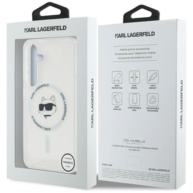 Etui Karl Lagerfeld Button Choupette Head Printed Logo MagSafe Samsung Galaxy S25 biały - obrazek 8