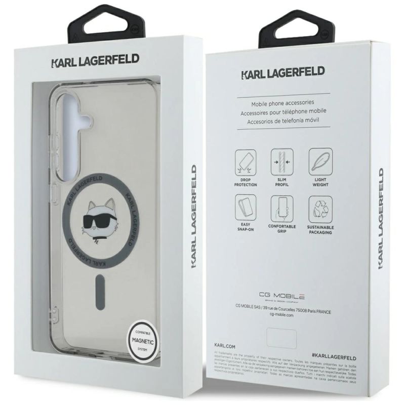 Etui Karl Lagerfeld Button Choupette Head Printed Logo MagSafe Samsung Galaxy S25 czarny - obrazek 8
