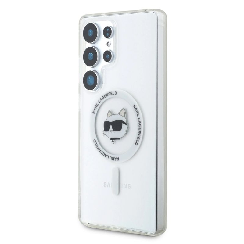 Etui Karl Lagerfeld Button Choupette Head Printed Logo MagSafe Samsung Galaxy S25 Ultra biały - obrazek 2