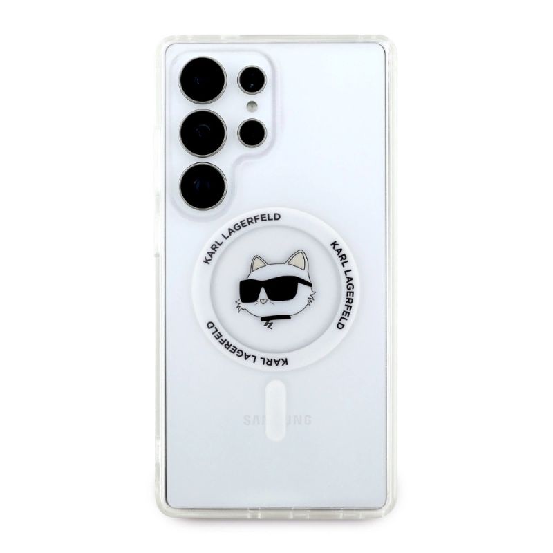 Etui Karl Lagerfeld Button Choupette Head Printed Logo MagSafe Samsung Galaxy S25 Ultra biały - obrazek 3