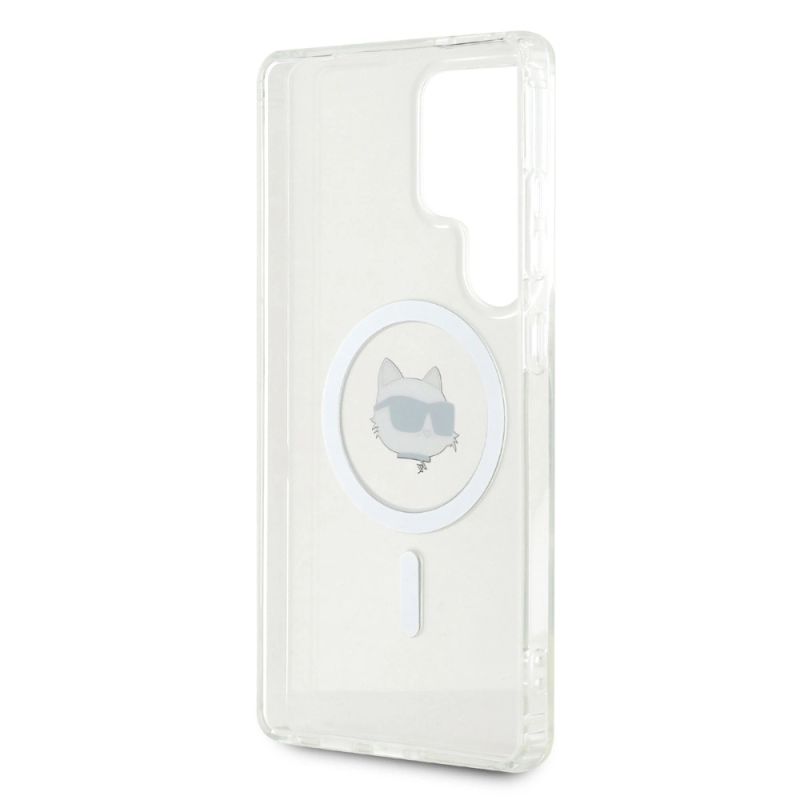 Etui Karl Lagerfeld Button Choupette Head Printed Logo MagSafe Samsung Galaxy S25 Ultra biały - obrazek 7
