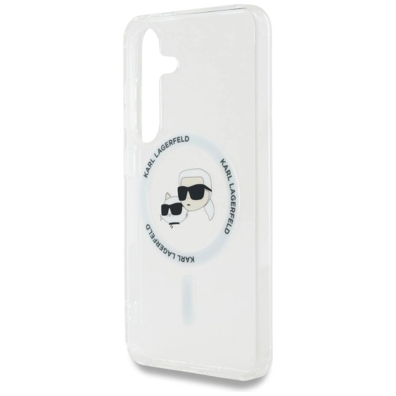 Etui Karl Lagerfeld Button Karl & Choupette Heads Printed Logo MagSafe Samsung Galaxy S25 biały - obrazek 6