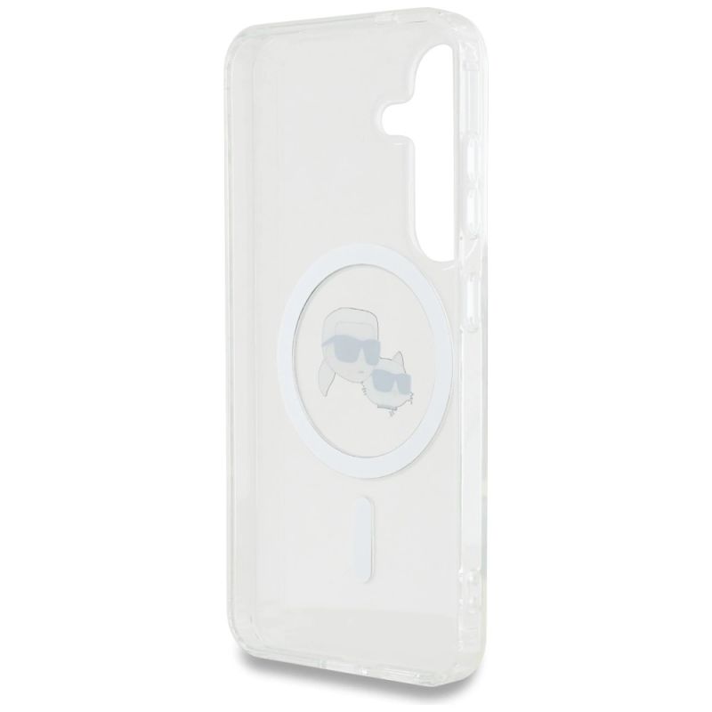 Etui Karl Lagerfeld Button Karl & Choupette Heads Printed Logo MagSafe Samsung Galaxy S25 biały - obrazek 7