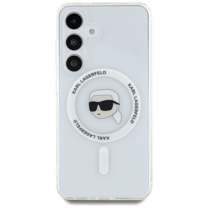 Etui Karl Lagerfeld Button Karl Head Printed Logo MagSafe Samsung Galaxy S25 biały - obrazek 3