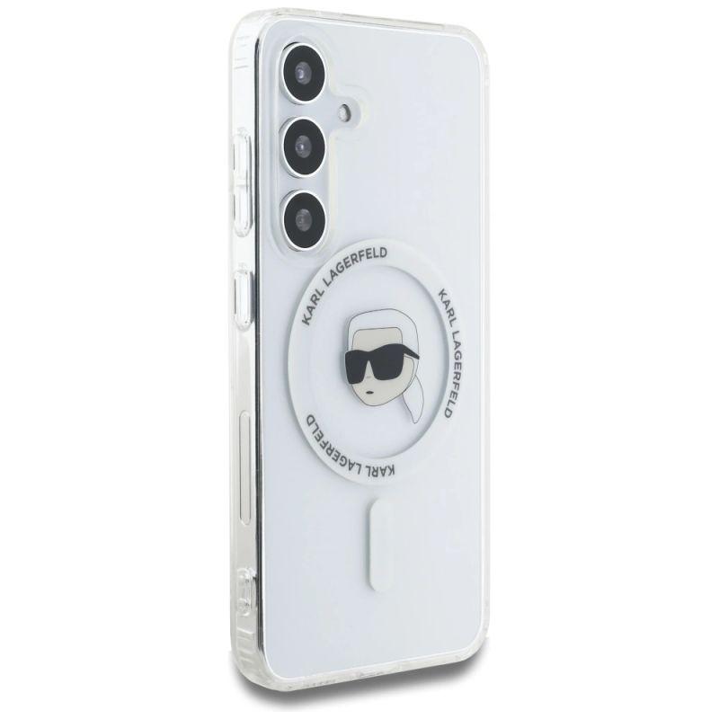 Etui Karl Lagerfeld Button Karl Head Printed Logo MagSafe Samsung Galaxy S25 biały - obrazek 4