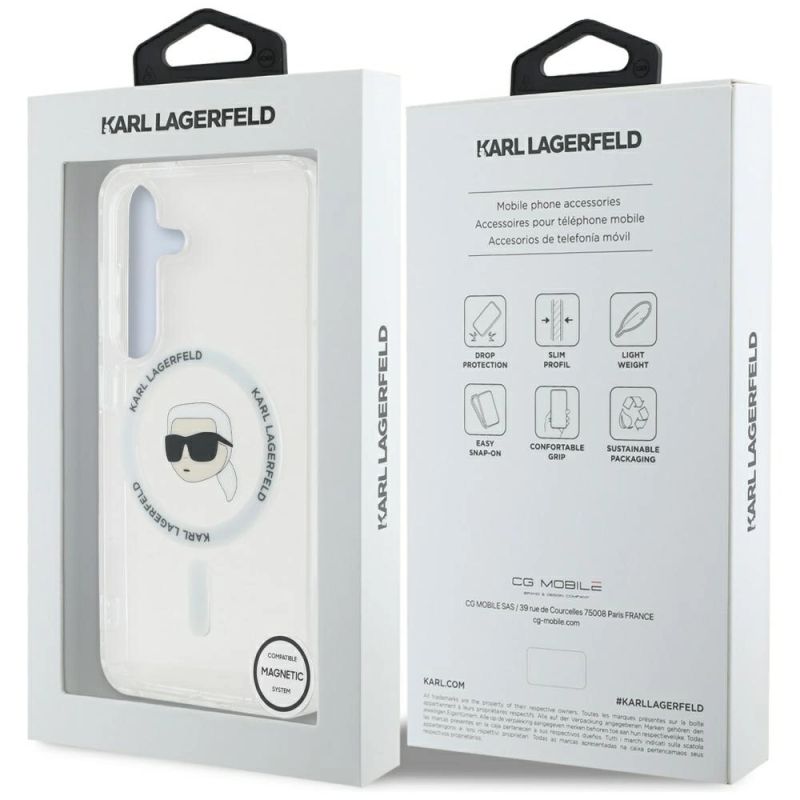 Etui Karl Lagerfeld Button Karl Head Printed Logo MagSafe Samsung Galaxy S25 biały - obrazek 8