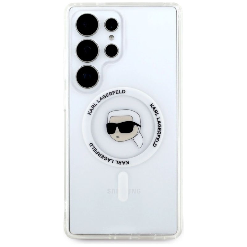 Etui Karl Lagerfeld Button Karl Head Printed Logo MagSafe Samsung Galaxy S25 Ultra biały - obrazek 3