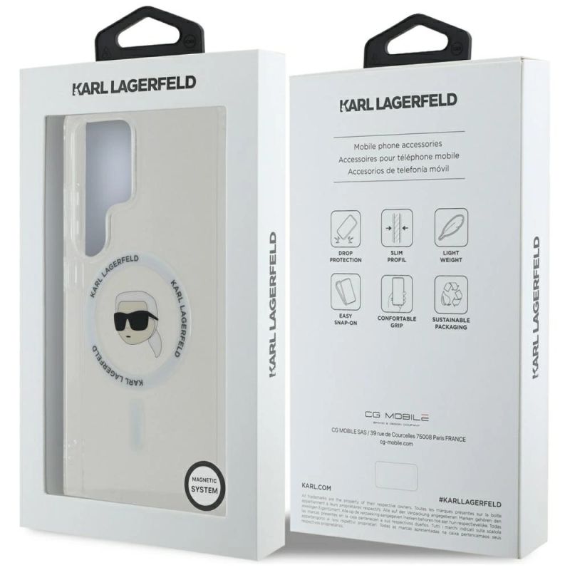 Etui Karl Lagerfeld Button Karl Head Printed Logo MagSafe Samsung Galaxy S25 Ultra biały - obrazek 8