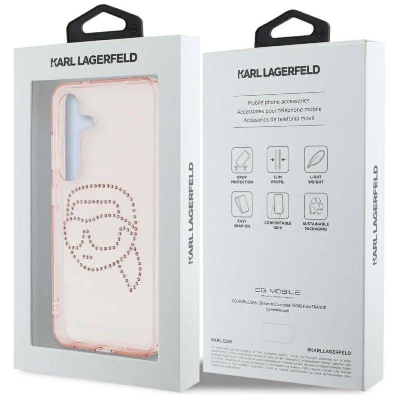 Etui Karl Lagerfeld Rhinestones K. Head Logo Samsung Galaxy S25 różowy - obrazek 8