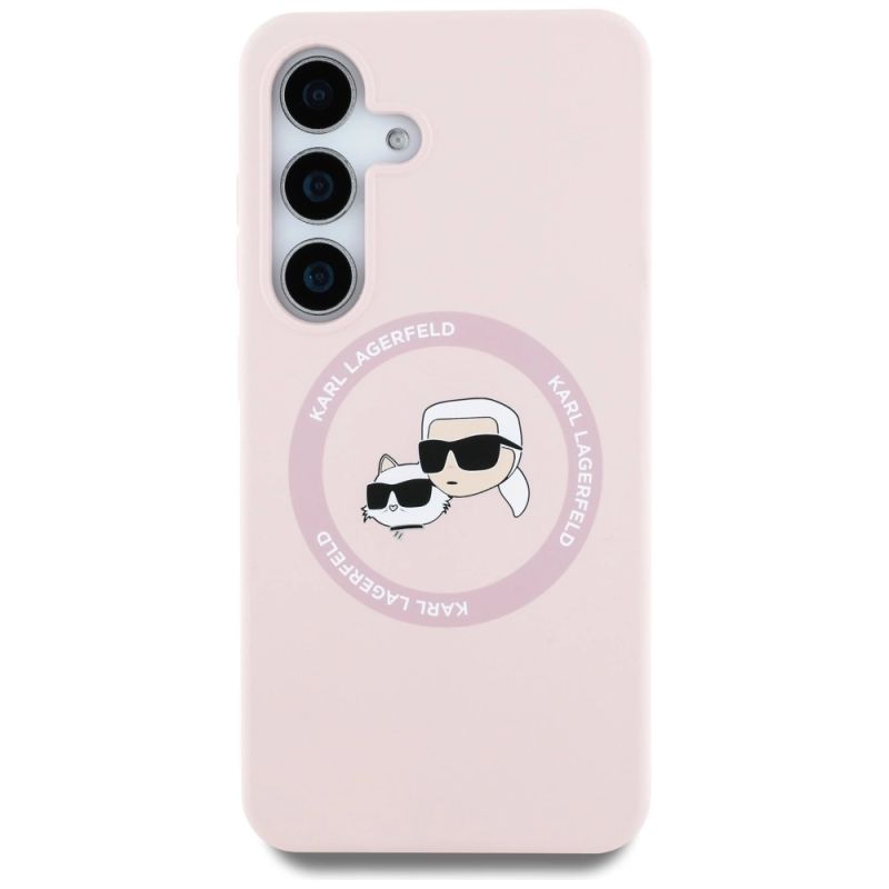 Etui Karl Lagerfeld Silicone Double Heads And Circle MagSafe Samsung Galaxy S25 różowy - obrazek 3