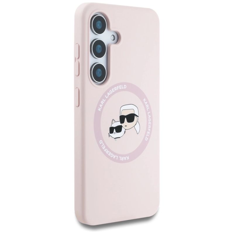 Etui Karl Lagerfeld Silicone Double Heads And Circle MagSafe Samsung Galaxy S25 różowy - obrazek 4