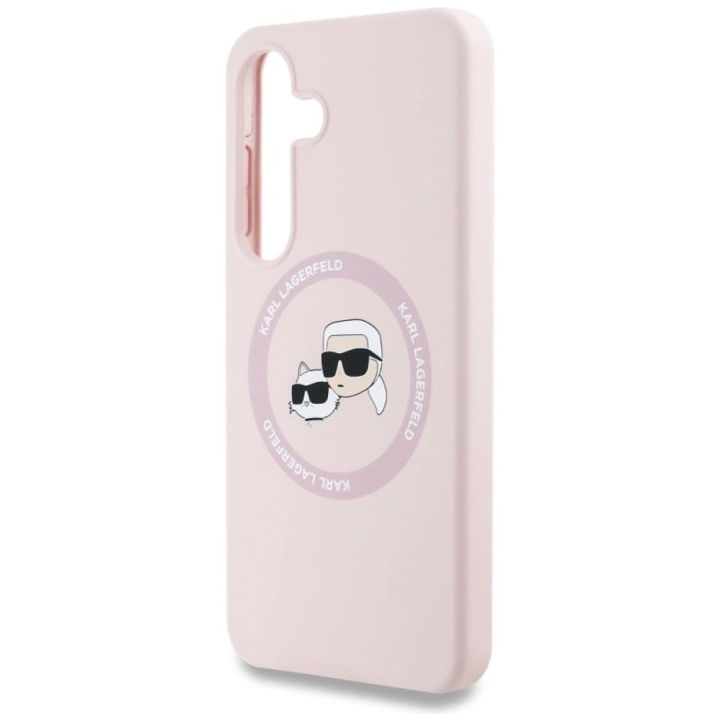 Etui Karl Lagerfeld Silicone Double Heads And Circle MagSafe Samsung Galaxy S25 różowy - obrazek 6