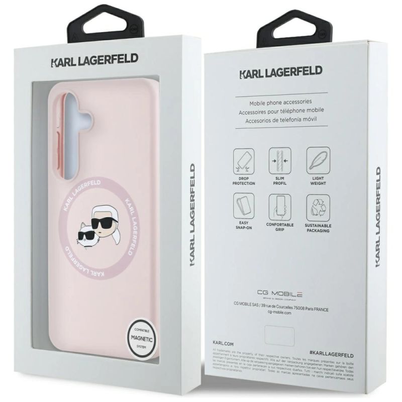 Etui Karl Lagerfeld Silicone Double Heads And Circle MagSafe Samsung Galaxy S25 różowy - obrazek 8