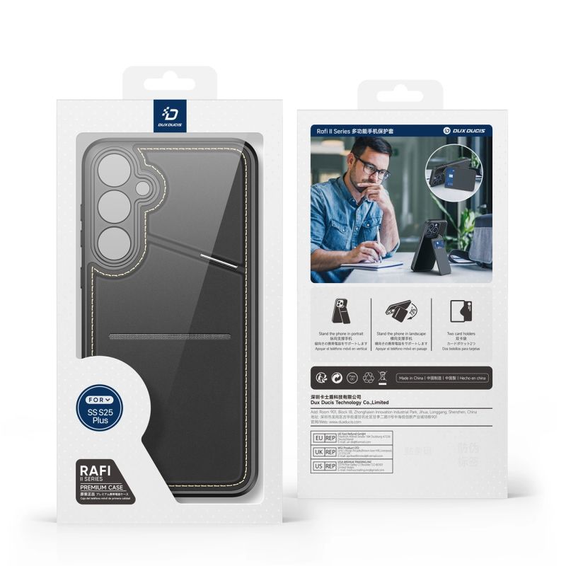 Etui Dux Ducis Rafi II na Samsung Galaxy S25+ z podstawką i portfelem - czarne - obrazek 18