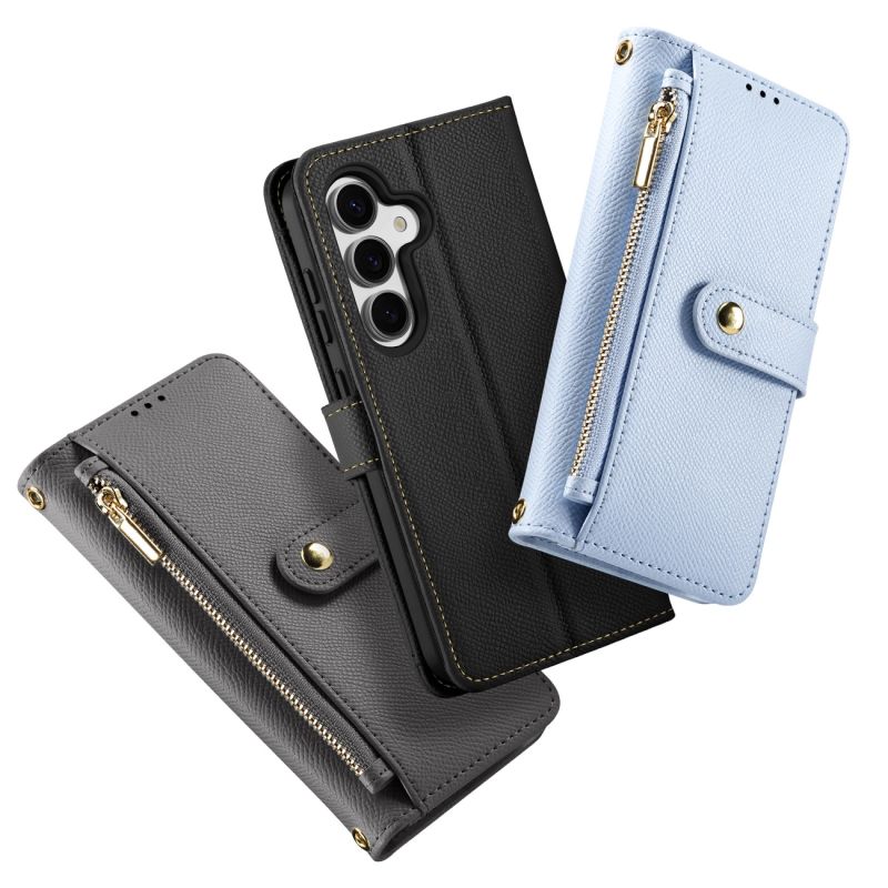 Etui skórzane Dux Ducis Lawa na Samsung Galaxy S25+ z odłączanym portfelem magnetycznym - czarne - obrazek 4
