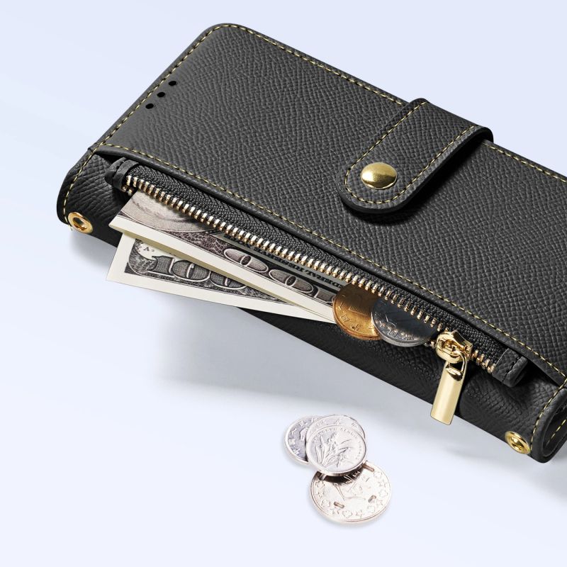 Etui skórzane Dux Ducis Lawa na Samsung Galaxy S25+ z odłączanym portfelem magnetycznym - czarne - obrazek 6
