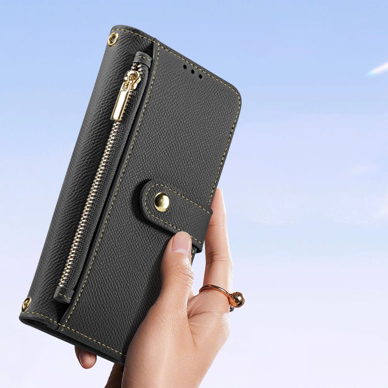 Etui skórzane Dux Ducis Lawa na Samsung Galaxy S25+ z odłączanym portfelem magnetycznym - czarne - obrazek 7