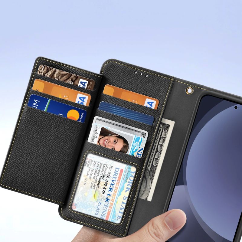 Etui skórzane Dux Ducis Lawa na Samsung Galaxy S25+ z odłączanym portfelem magnetycznym - czarne - obrazek 8