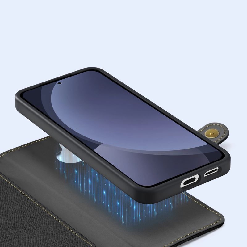 Etui skórzane Dux Ducis Lawa na Samsung Galaxy S25+ z odłączanym portfelem magnetycznym - czarne - obrazek 9