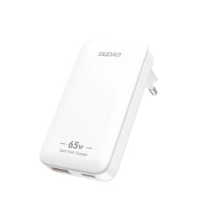 Ładowarka sieciowa podróżna GaN Dudao A65Q 65W USB-A / USB-C PD ultracienka EU / US - biała