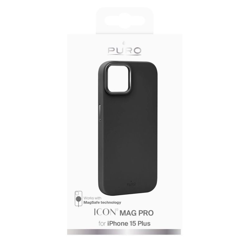 Etui silikonowe Puro Icon Mag Pro z MagSafe z metalowymi przyciskami na iPhone 15 Plus - czarne - obrazek 3