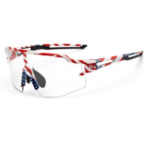 Okulary rowerowe Rockbros fotochromowe z ochroną UV i wkładką korekcyjną 14120008002 - wzór USA - białe