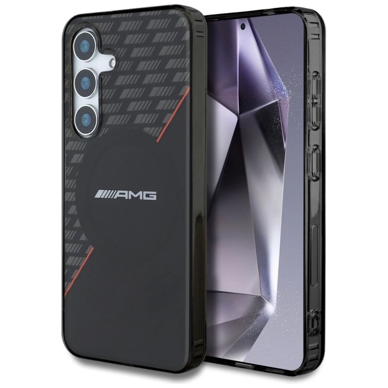Etui AMG Double Layer Rhombs MagSafe na Samsung Galaxy S25 - czarno-czerwone