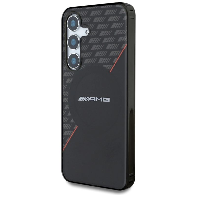 Etui AMG Double Layer Rhombs MagSafe na Samsung Galaxy S25 - czarno-czerwone - obrazek 2