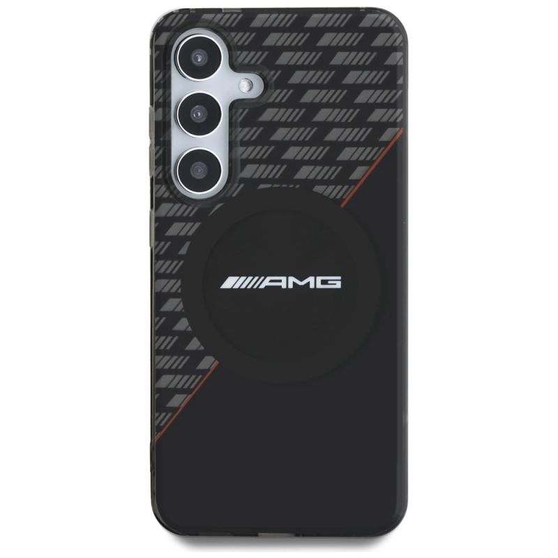Etui AMG Double Layer Rhombs MagSafe na Samsung Galaxy S25 - czarno-czerwone - obrazek 3