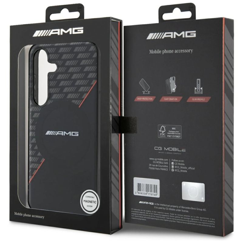 Etui AMG Double Layer Rhombs MagSafe na Samsung Galaxy S25 - czarno-czerwone - obrazek 8