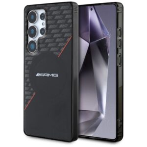 Etui AMG Double Layer Rhombs MagSafe na Samsung Galaxy S25 Ultra - czarno-czerwone