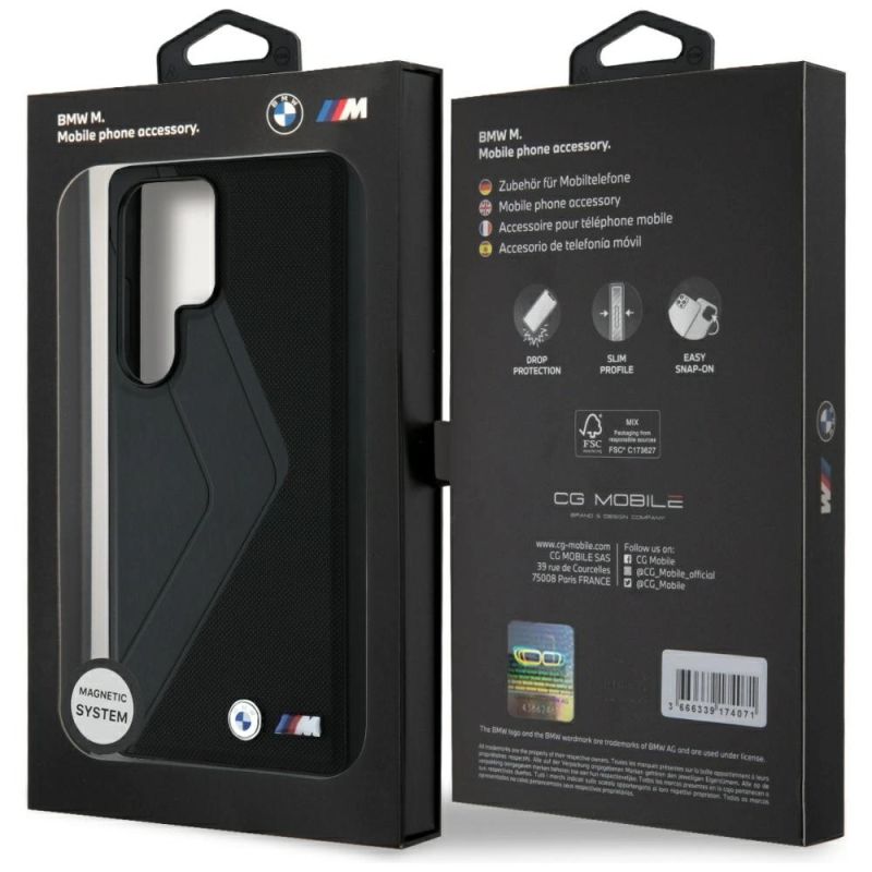 Etui BMW Leather Oversized Stripes MagSafe na Samsung Galaxy S25 Ultra - czarne - obrazek 8