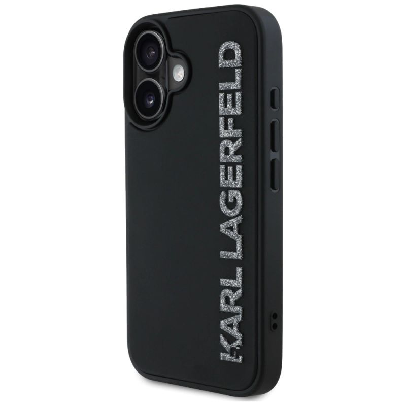 Etui Karl Lagerfeld HC 3D Rubber Elongated Glitter na iPhone 16 - czarne - obrazek 2