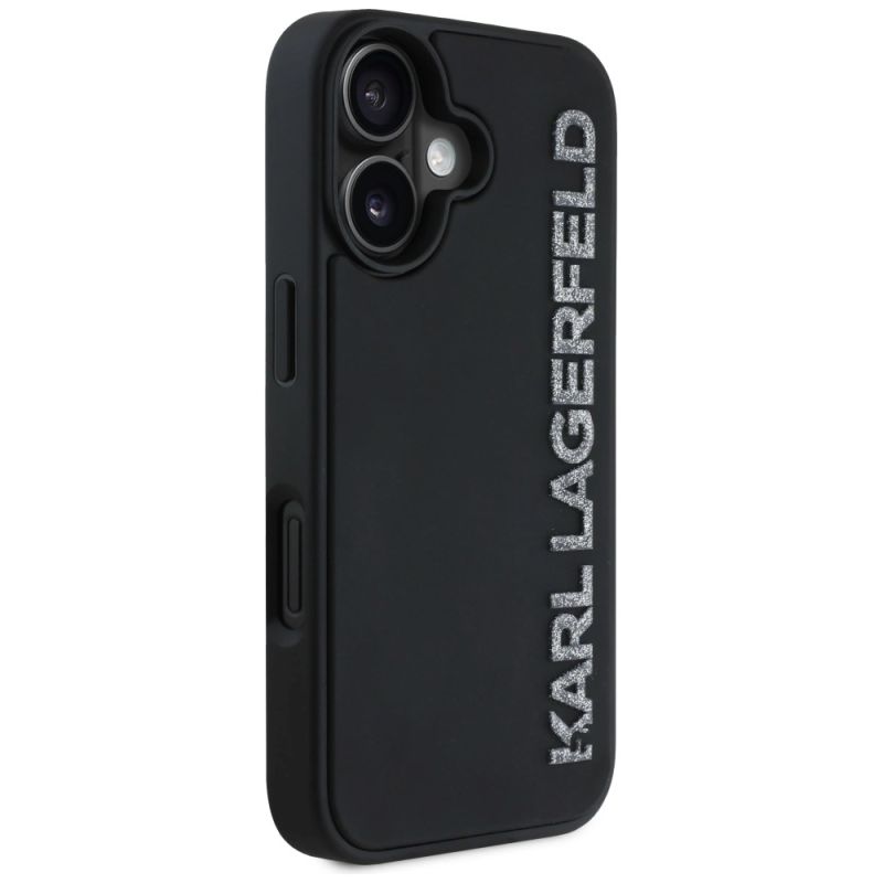 Etui Karl Lagerfeld HC 3D Rubber Elongated Glitter na iPhone 16 - czarne - obrazek 4