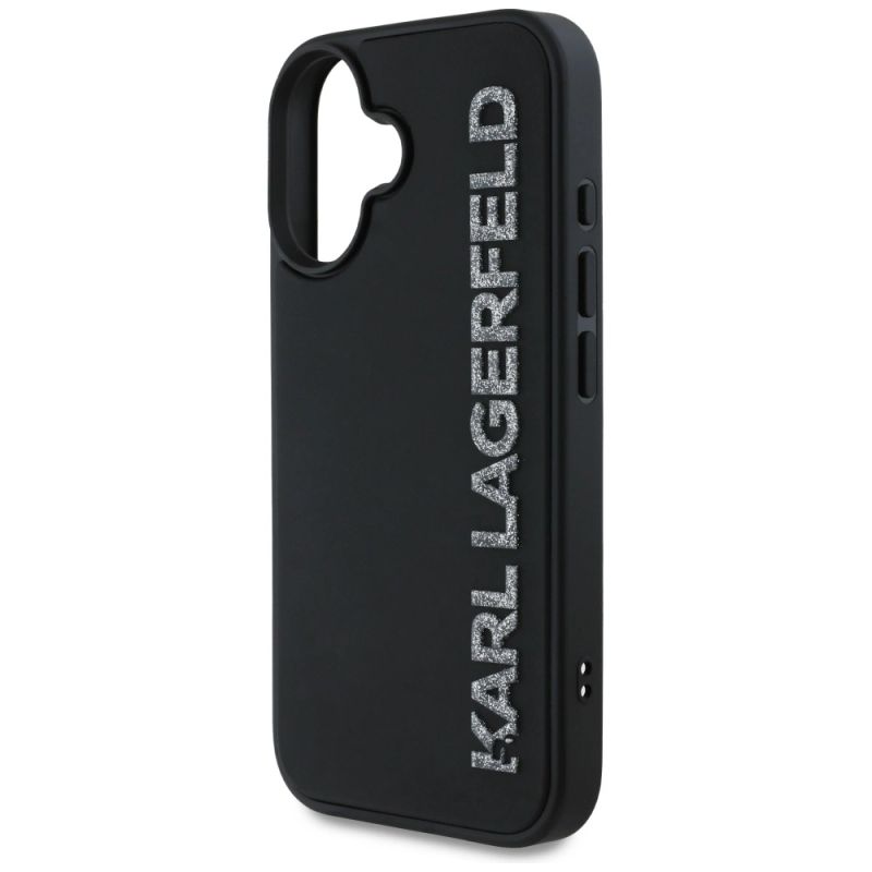 Etui Karl Lagerfeld HC 3D Rubber Elongated Glitter na iPhone 16 - czarne - obrazek 6